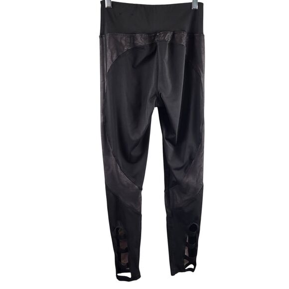 BCBGMAXAZRIA Medium Ankle Leggings with inlaid Mesh & Ankle Cutouts Black - Picture 6 of 15